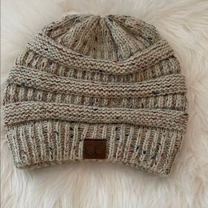 C.C Speckled Knit Beanie - Tan and Brown/unisex